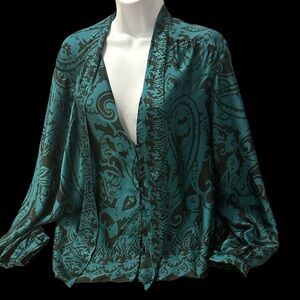 Zara Printed Oversized Long Sleeve Satin tie Shirt